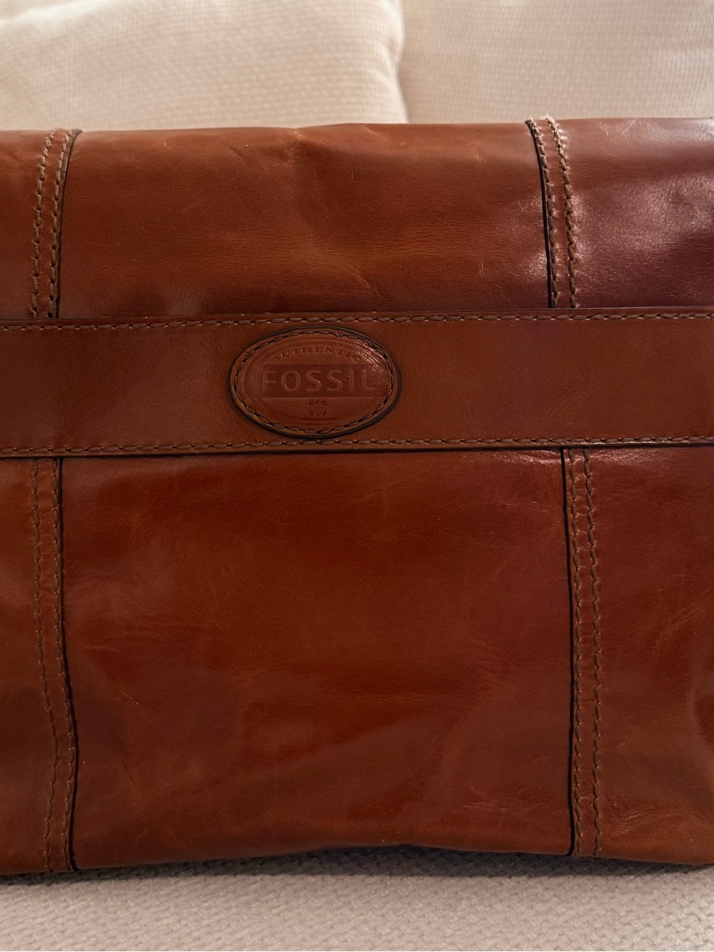 Fossil Brown Leather Laptop Messenger Bag
